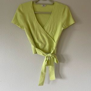 Aritzia Little Moon Neon Yellow/Green Wrap Top